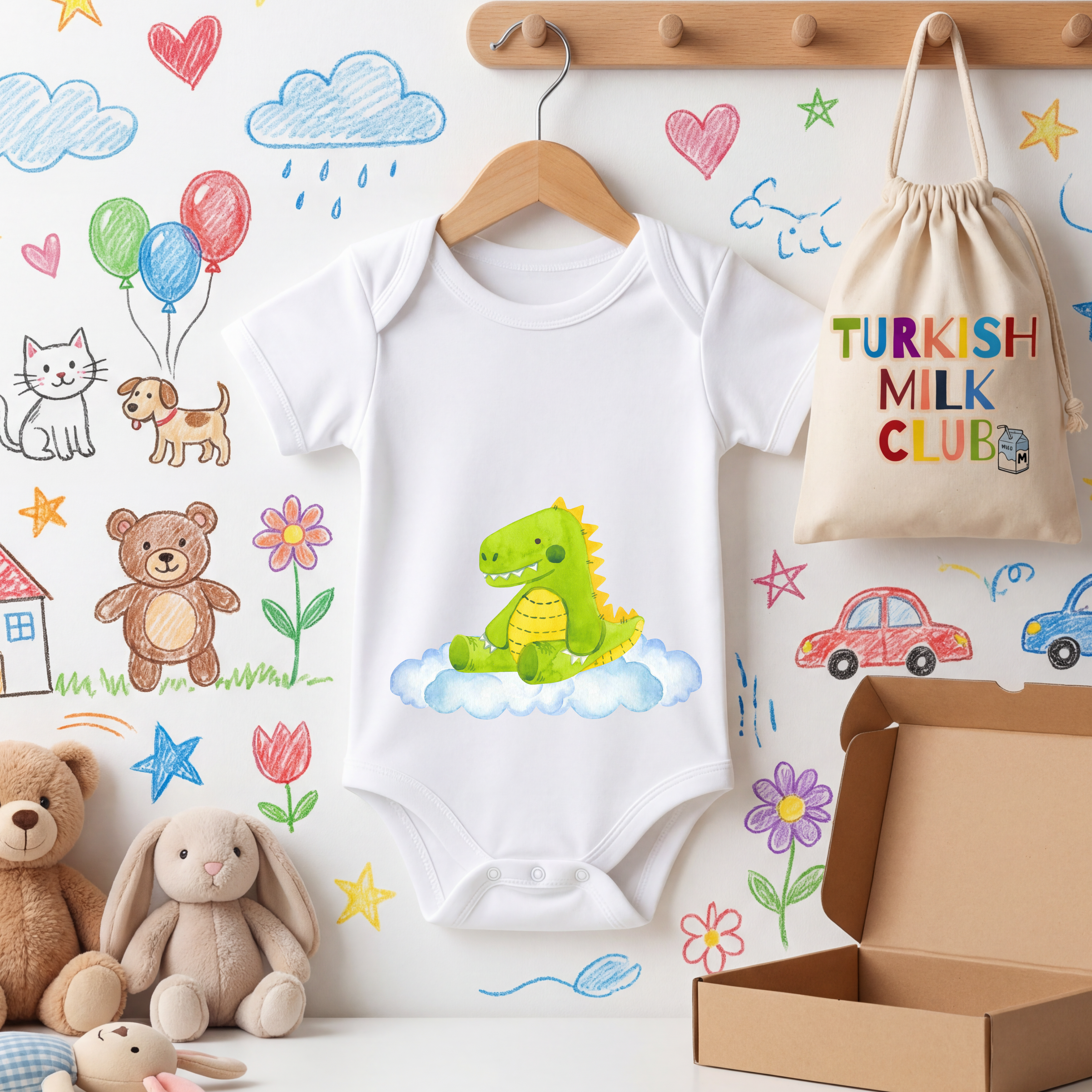 Dinozor Desenli Bebek Zıbını