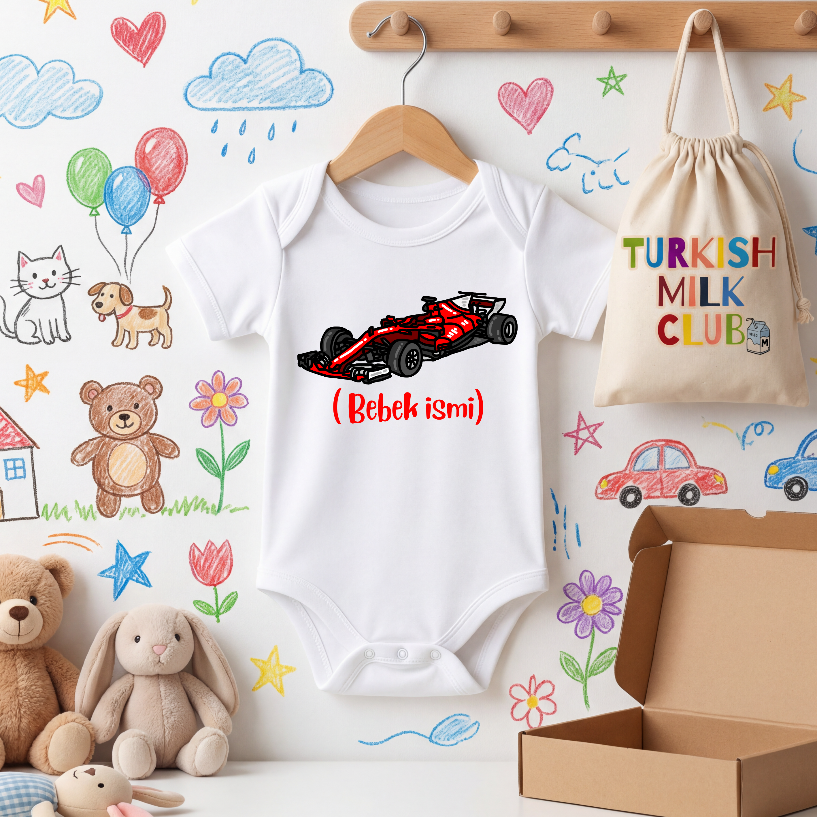 İsimli Formula Araba Bebek Zıbını